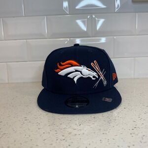 New Era Denver Broncos NFL 9FIFTY Snapback Hat Navy Orange White with Ski
